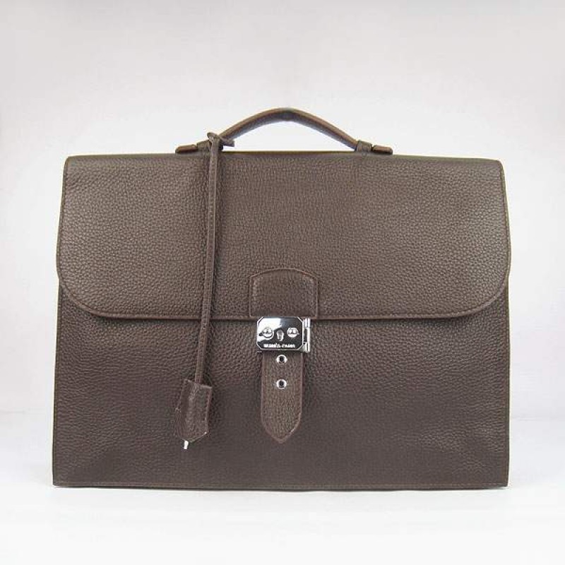 HE-DP-02 Depeches Breifcase H2813 Dark Brown - Togo Standard