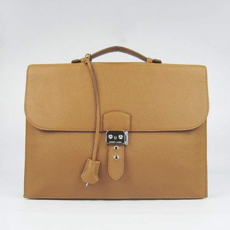HE-DP-03 Depeches Breifcase H2813 Light Brown - Togo Standard