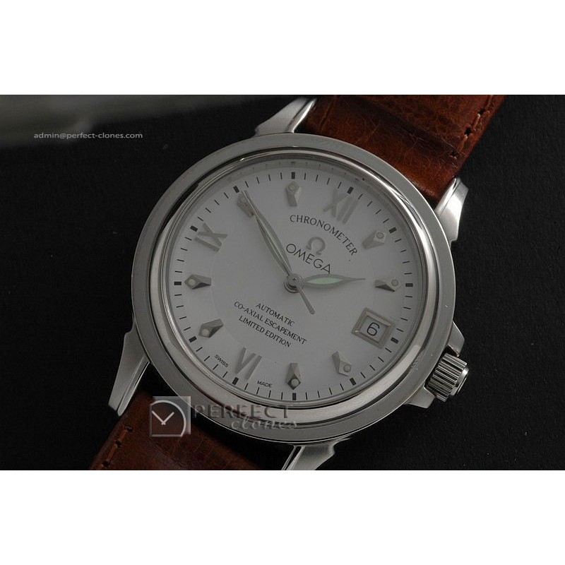 OMDE1001SS White Dial Leather Strap Swiss Eta 2824-2