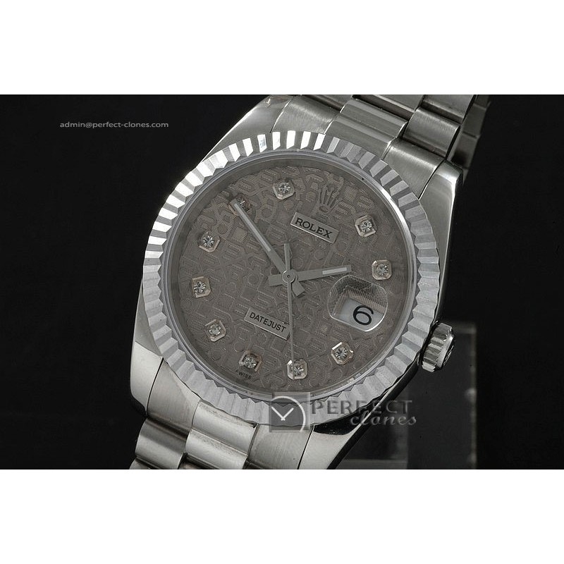 RDJMS10008 SS Grey Jubilee Dial Diamond Markers Swiss Eta 2836