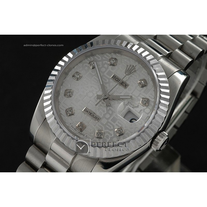 RDJMS10007 SS White Jubilee Dial Diamond Markers Swiss Eta 2836