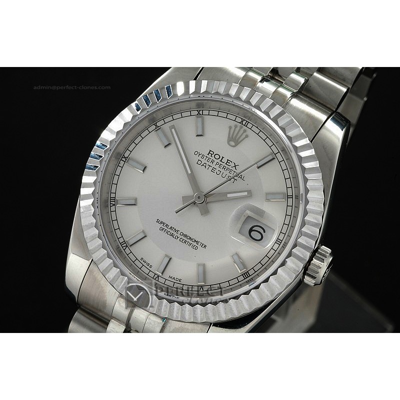RDJMS10004 SS Silver White Dial Stick Markers Swiss Eta 2836-2