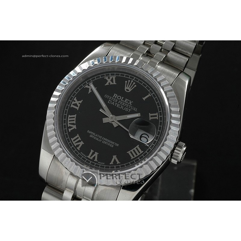 RDJMS10015 SS Black Dial Roman Markers Swiss Eta2836-2