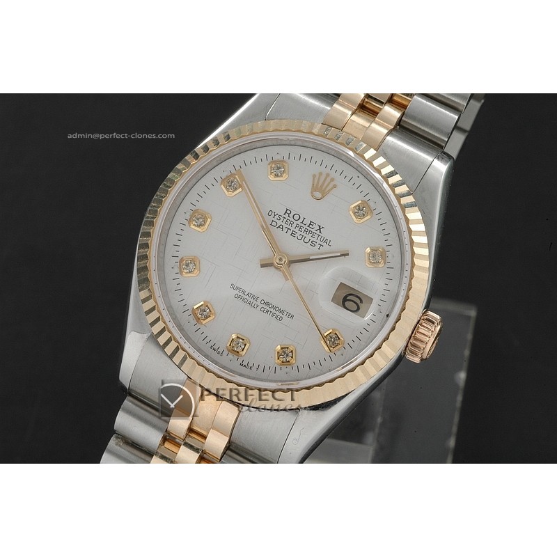 RDJMT10007 14K Wrapped WhiteTex Dial Diamond Markers Eta 2836