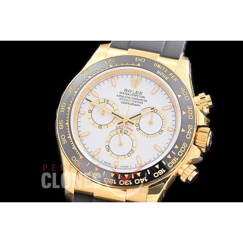 0 0 0 0 0 0 RLDF-126518-101RW QF 904L Steel Daytona 126518LN YG/CER/RU White Sticks 4131 Superclone - 72 Hours Power Reserve Movement / Extra Weighted
