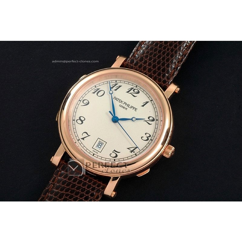 PP10051 Calastrava 5053 RG White Dial Swiss Eta 2824-2