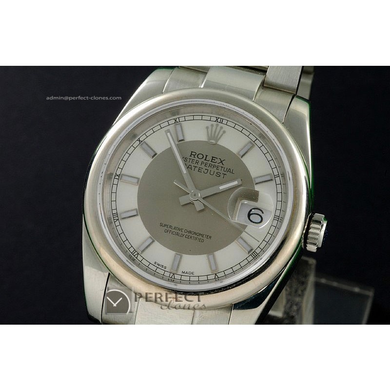 RDJMS10003 SS White/Grey Dial Stick Markers Swiss Eta 2836-2