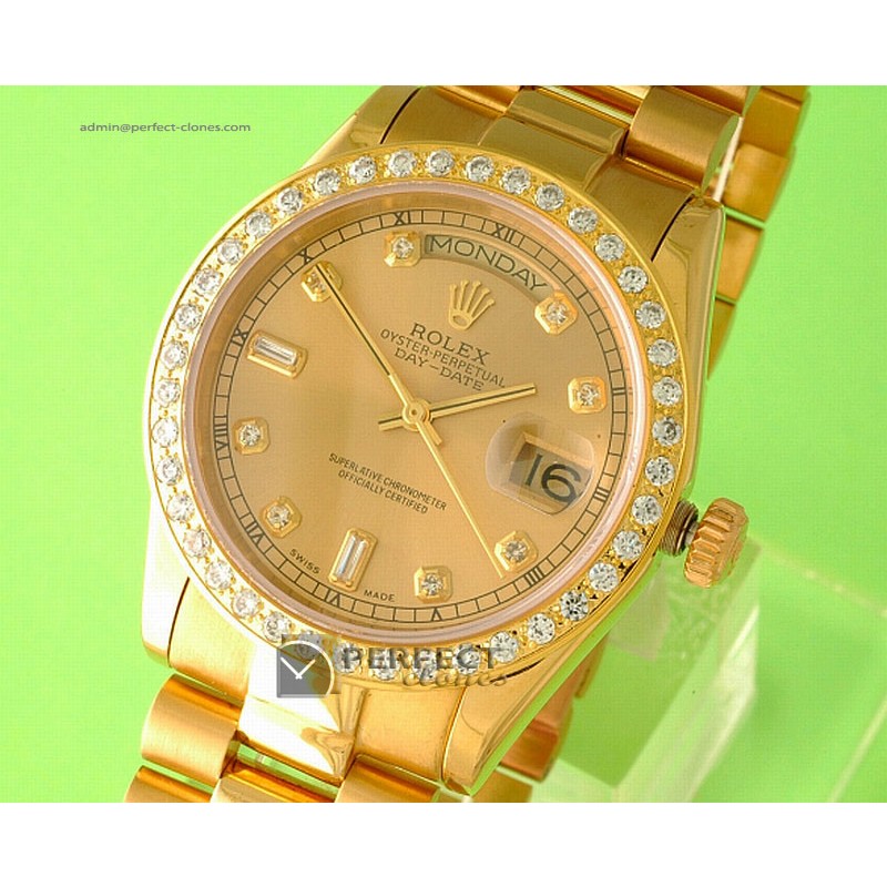 RLDDF10022 Full Gold Gold Dial Diamond Bez/Markers Eta 2836-2