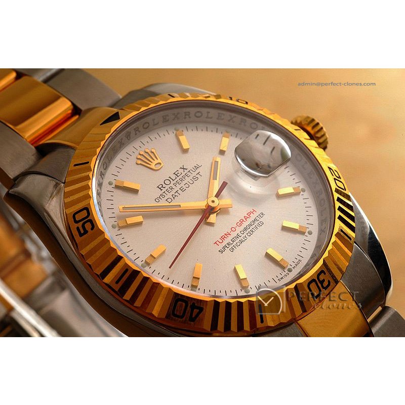RDJMT10046 TT SS/YG TURN O GRAPH Oys TT White Swiss Eta 2836-2
