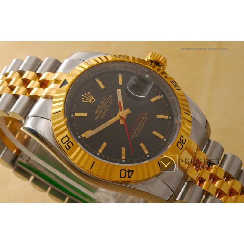 RDJMT10041 TT SS/YG TURN O GRAPH Jub TT Black Swiss Eta 2836-2