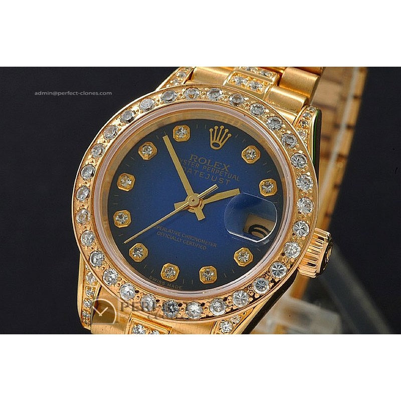 RDJLF10021 FG President Blue Dial Diamond Markers Eta 2671-2