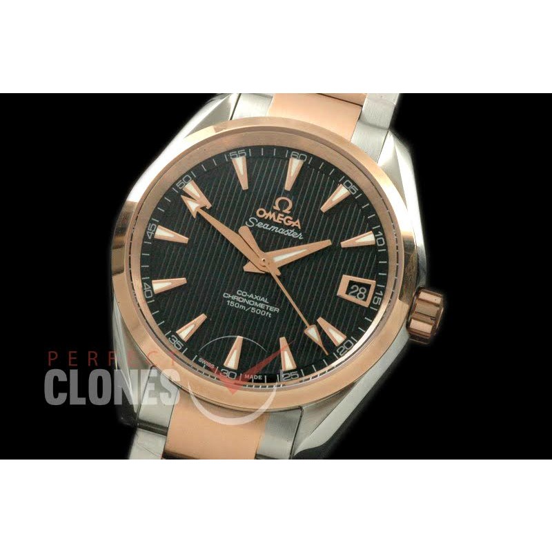 OMAT385-127S Aqua Terra Ladies SS/RG Black Stk A-2824