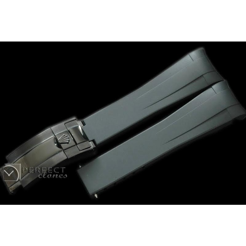 RLRU10011 Black Rubber Strap 20/18 with PVD Insignia Clasp