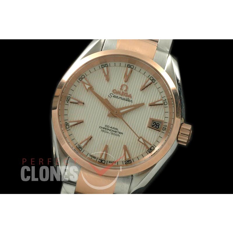 OMAT385-126S Aqua Terra Ladies SS/RG White Stk A-2824